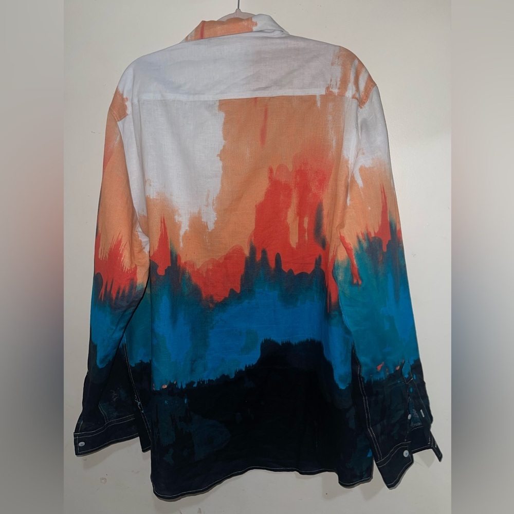 NWOT International Concepts INC Men's Tie Linen Blend Dyed Button Down Shirt - Picture 9 of 9